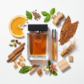 Dolce & Gabbana The One for Men EDT – White Background with Ingredients