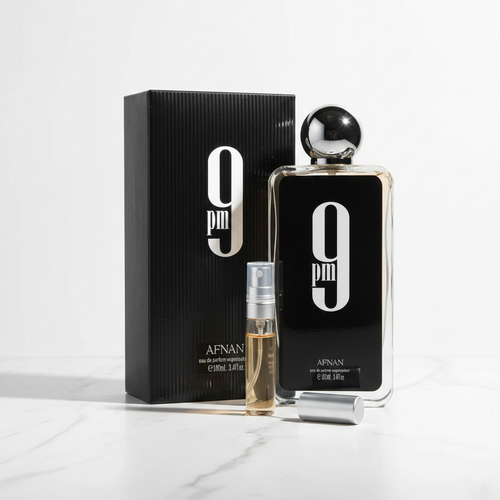 Afnan 9PM EDP decant sample vial white background