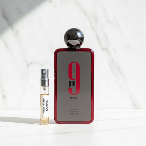 Afnan 9PM Rebel EDP decant sample vial white background