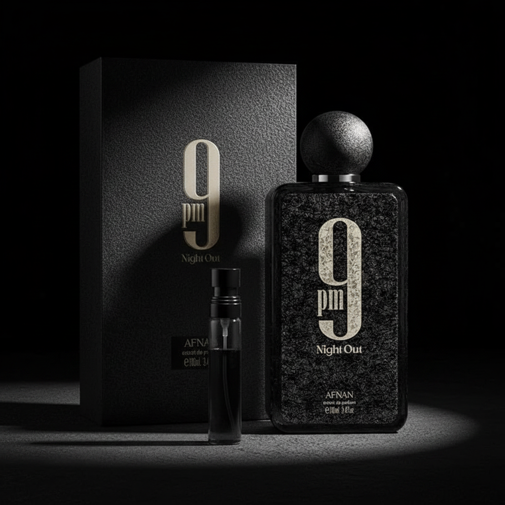 Afnan 9PM Night Out Extrait de Parfum decant sample vial