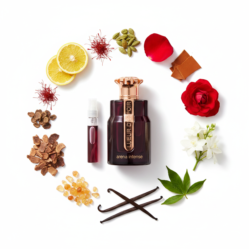Lueur D'Espoir Arena Intense - Ingredient Flat-lay