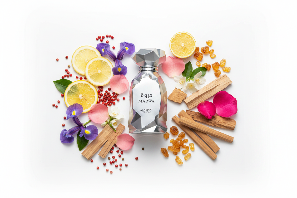 Marwa — White Background Ingredient Flat Lay