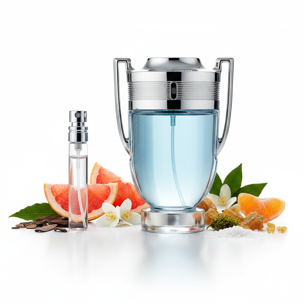 Paco Rabanne Invictus EDT – White Background with Ingredients