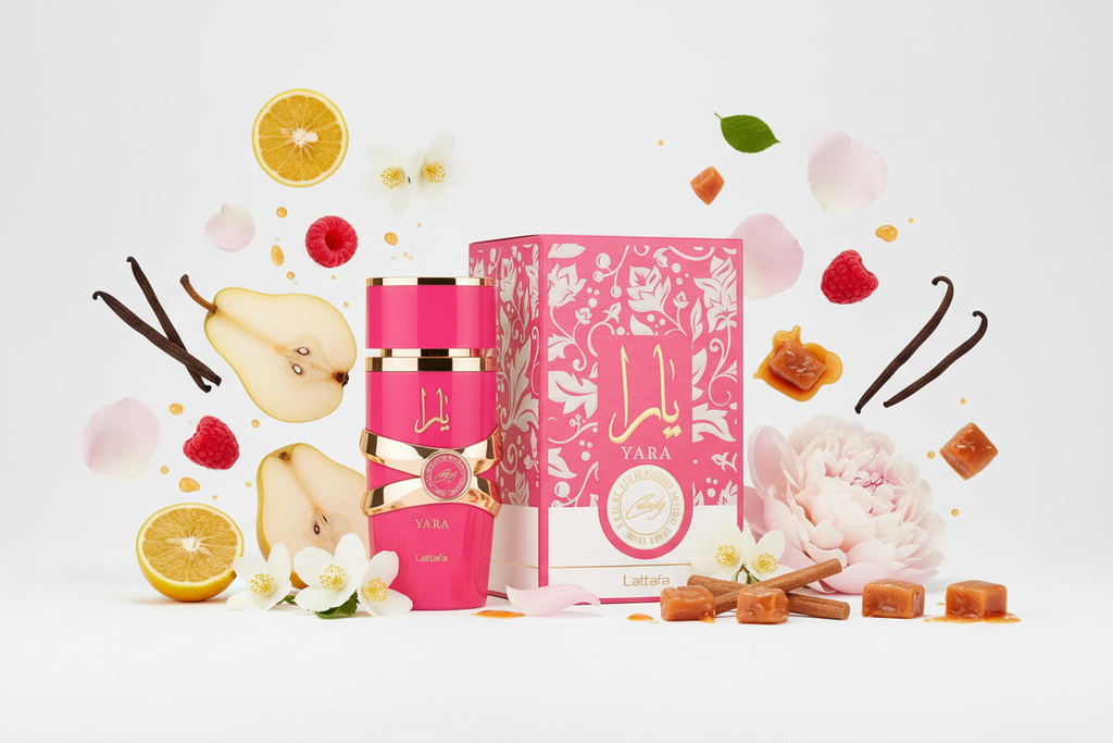 Yara Candy — White Background Ingredient Flat Lay